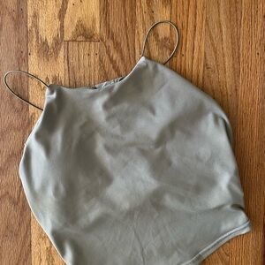ALO Yoga Green Halter Cross Back Sports Tank/Bra in Olive Green